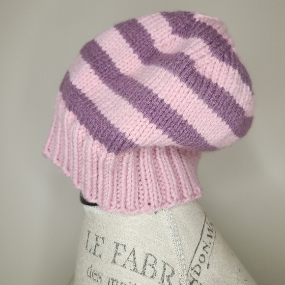 Pink & purple stripe Cheshire Cat toque - Picture 3 of 4
